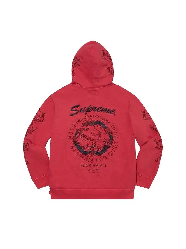 Толстовка Supreme Dragon Overdyed Hooded Sweatshirt Red — изображение 2 из 2, красный