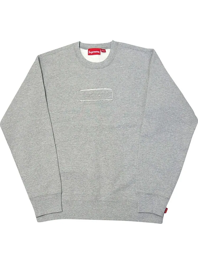 Толстовка Supreme Cutout Logo Crewneck 'Heather Grey' — изображение 1 из 1, серый
