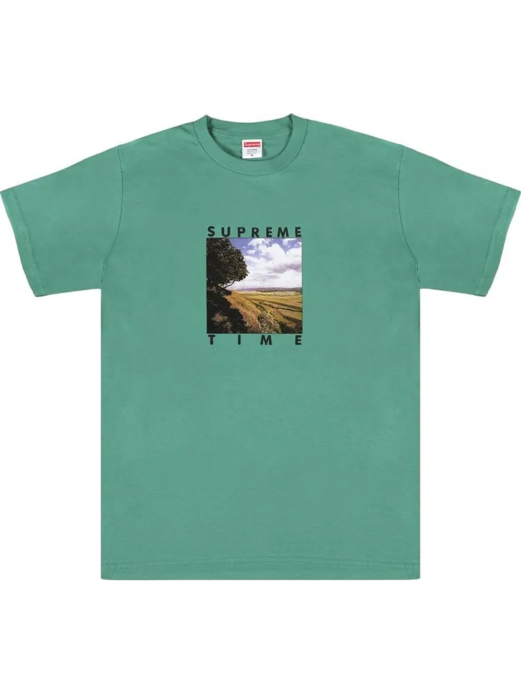 Футболка Supreme Supreme Time Tee 'Dusty Teal' — изображение 1 из 1, бирюзовый