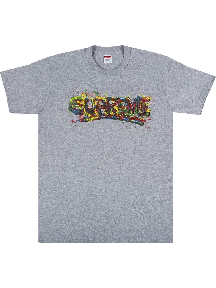 Футболка Supreme Paint Logo Tee 'Heather Grey' — изображение 1 из 2, серый