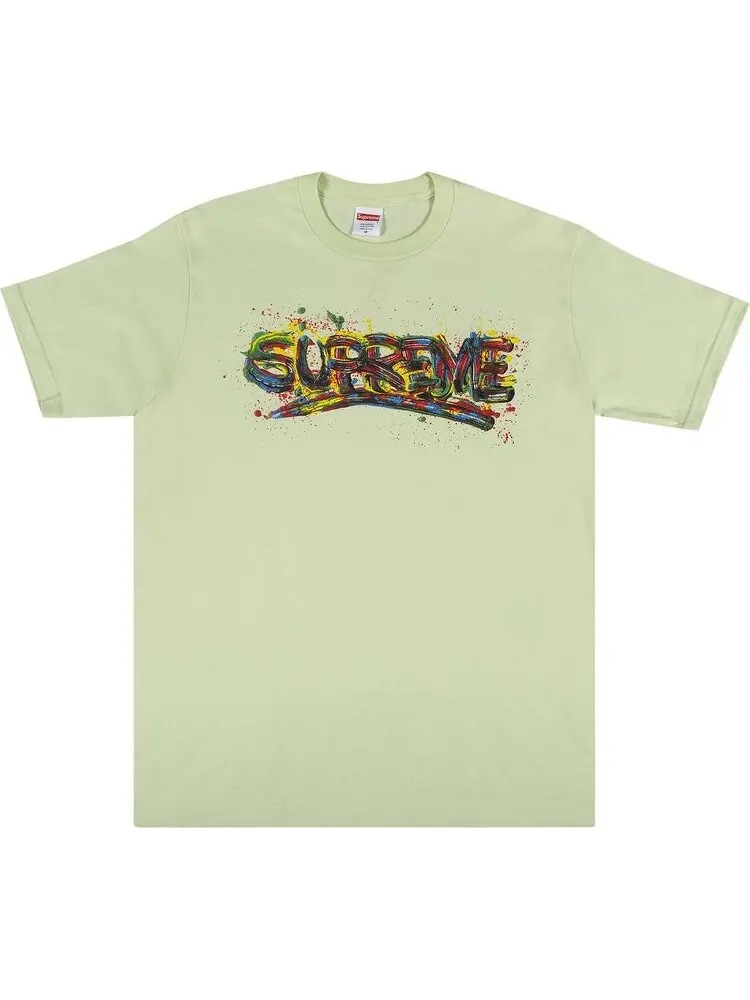 Футболка Supreme Paint Logo Tee 'Pale Mint' — изображение 1 из 2, зеленый