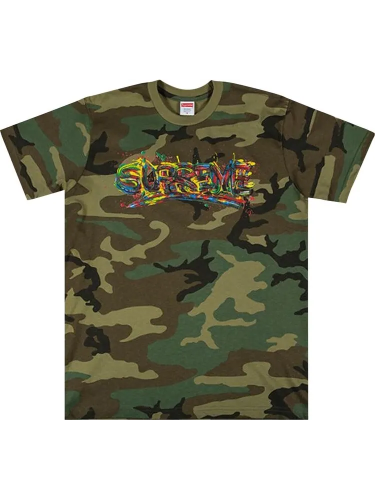 Футболка Supreme Paint Logo Tee 'Woodland Camo' — изображение 1 из 1, мульти