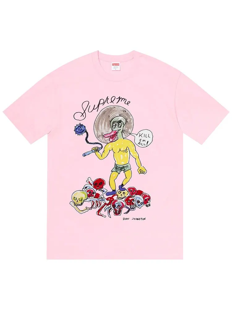 Футболка Supreme x Daniel Johnston Kill Em All Tee 'Light Pink' — изображение 1 из 1, розовый