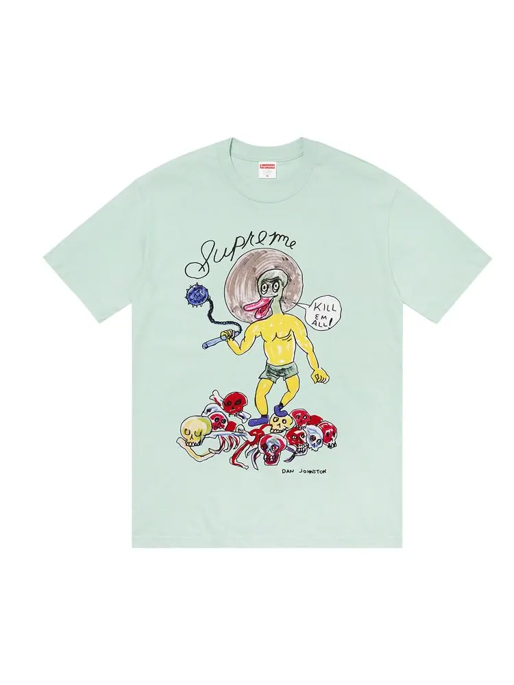 Футболка Supreme x Daniel Johnston Kill Em All Tee Light Teal — изображение 1 из 1, зеленый