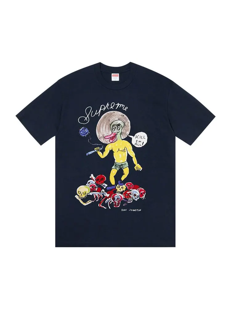 Футболка Supreme x Daniel Johnston Kill Em All Tee 'Navy' — изображение 1 из 1, темно-синий