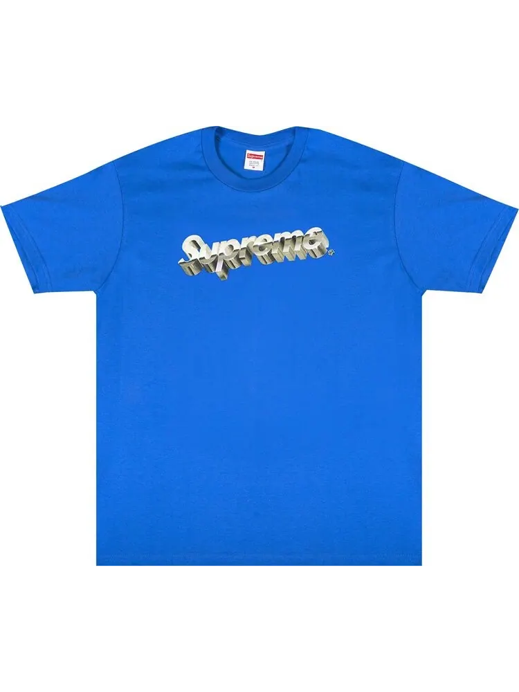 Футболка Supreme Chrome Logo Tee 'Royal' — изображение 1 из 1, синий