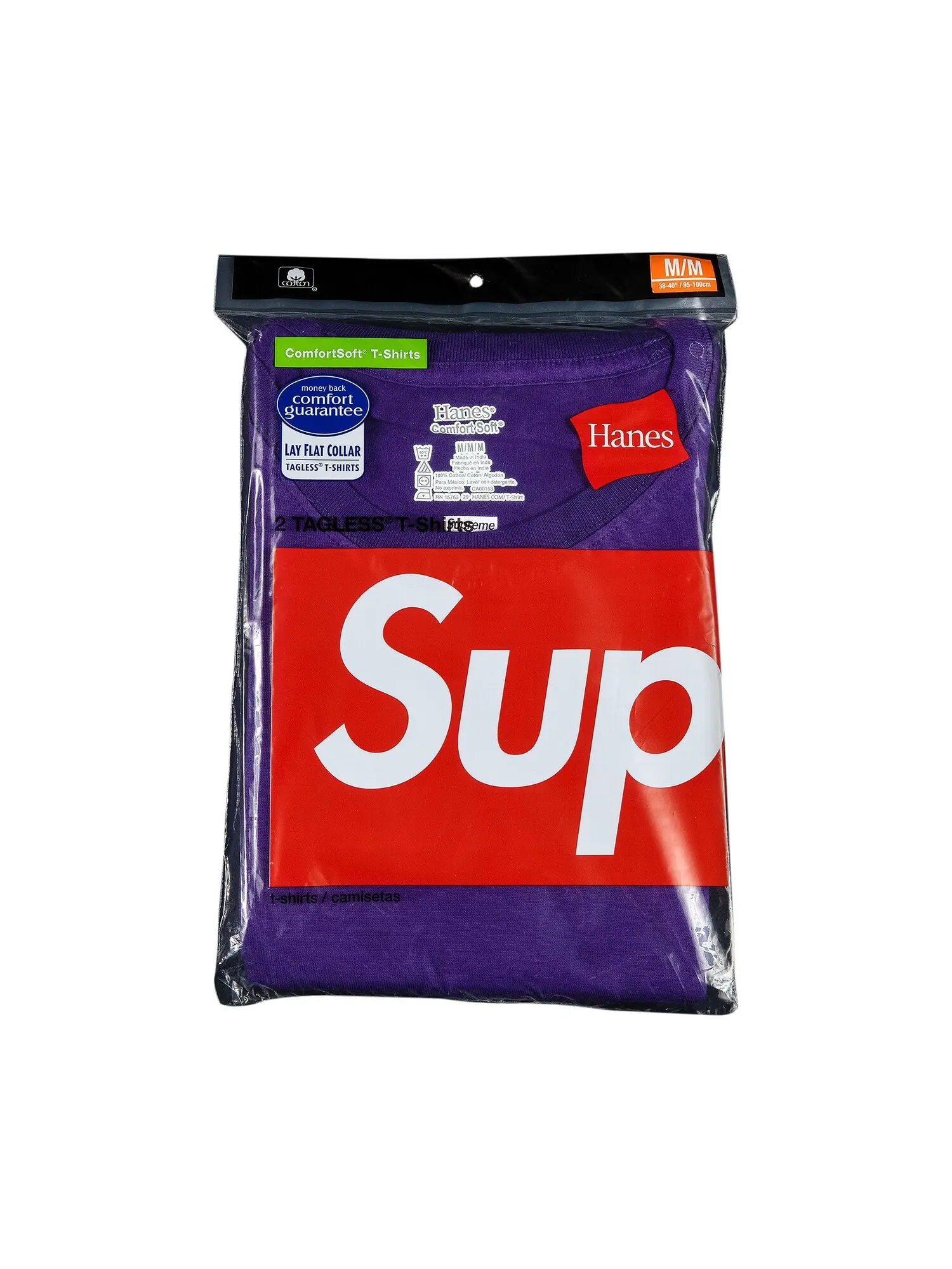 Футболки без тегов Supreme x Hanes (2 шт.) — изображение 1 из 2, фиолетовый