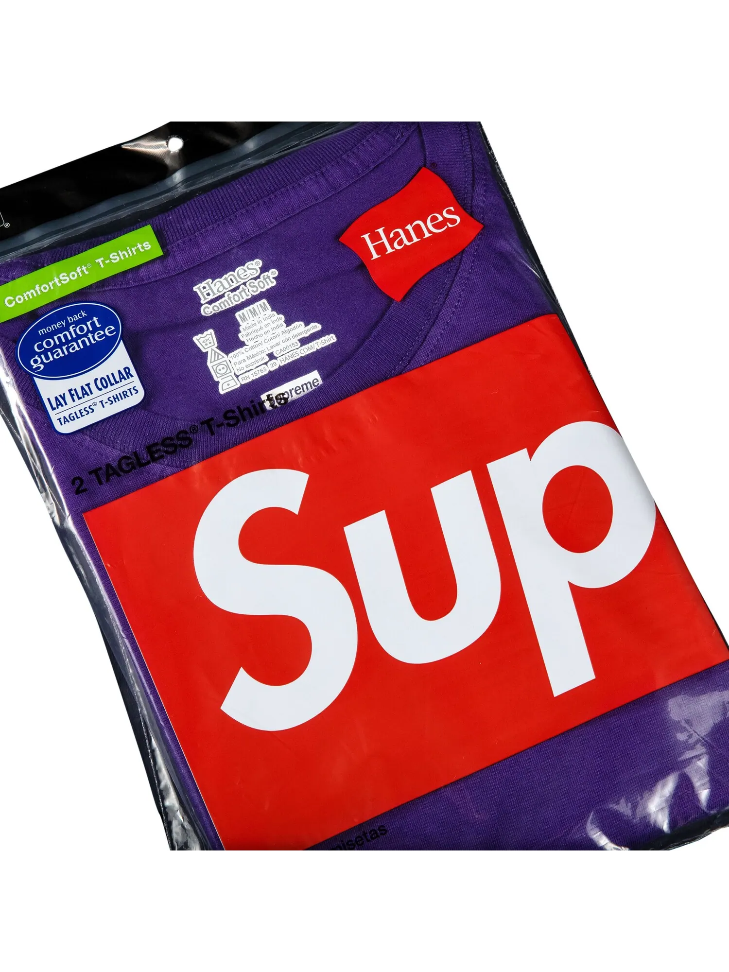 Футболки без тегов Supreme x Hanes (2 шт.) — изображение 2 из 2, фиолетовый
