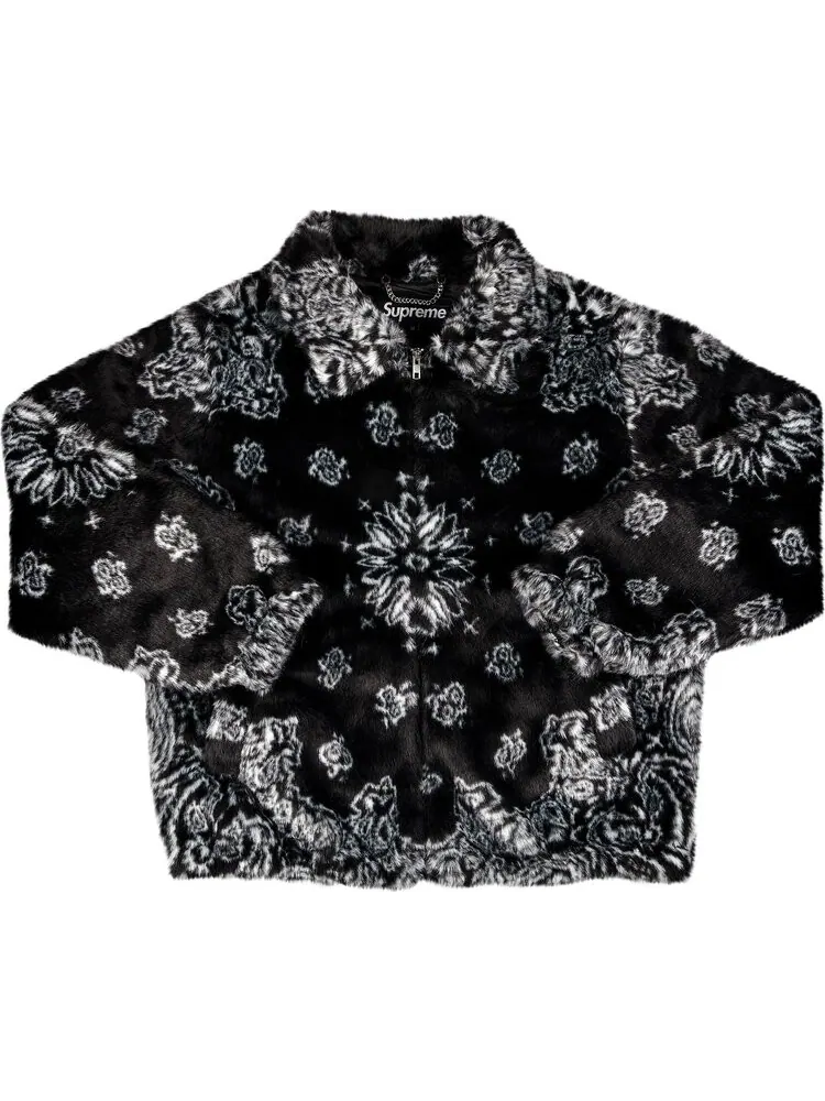 Куртка Supreme Bandana Faux Fur Bomber Jacket 'Black' — изображение 1 из 3, черный