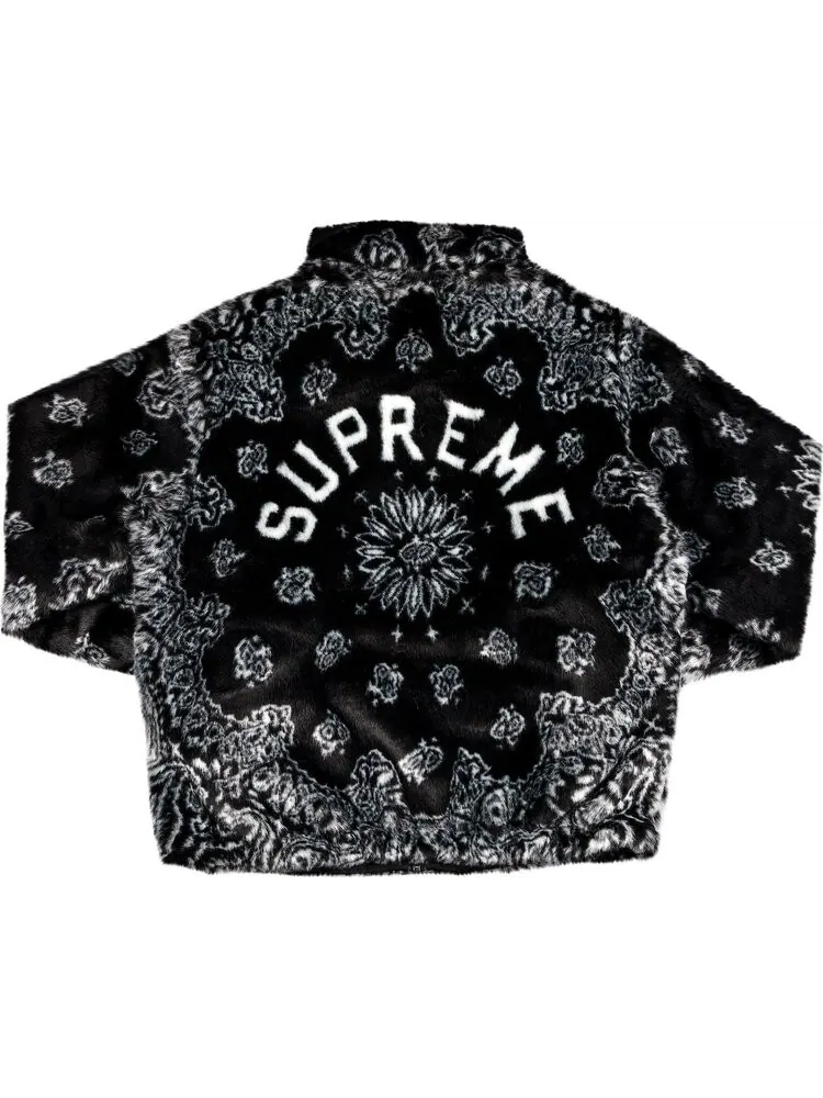 Куртка Supreme Bandana Faux Fur Bomber Jacket 'Black' — изображение 2 из 3, черный