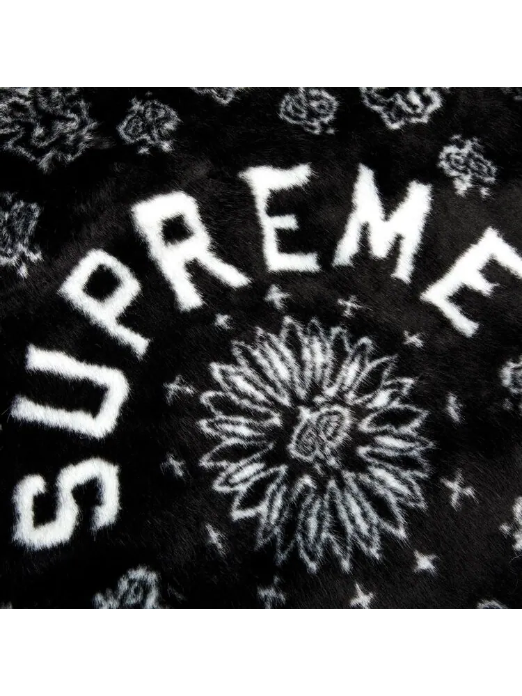 Куртка Supreme Bandana Faux Fur Bomber Jacket 'Black' — изображение 3 из 3, черный