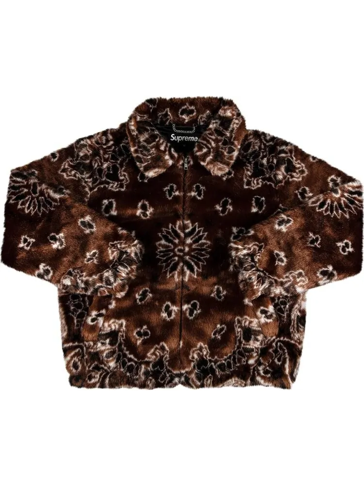 Куртка Supreme Bandana Faux Fur Bomber Jacket 'Brown' — изображение 1 из 3, коричневый