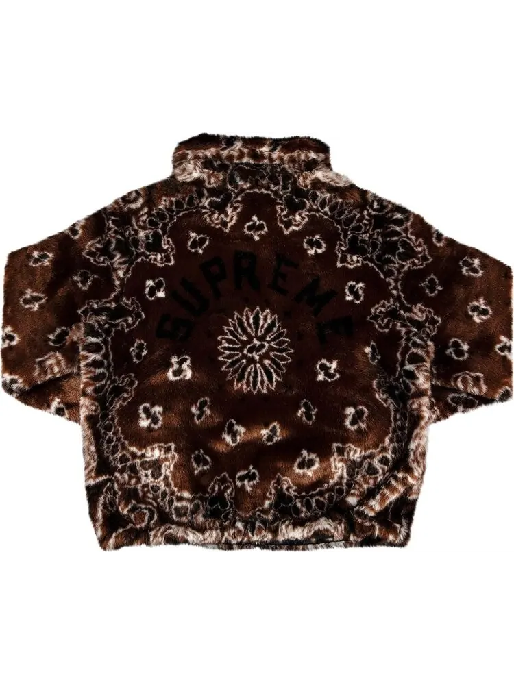Куртка Supreme Bandana Faux Fur Bomber Jacket 'Brown' — изображение 2 из 3, коричневый