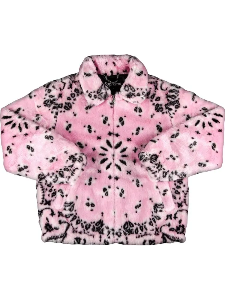 Куртка Supreme Bandana Faux Fur Bomber Jacket 'Pink' — изображение 1 из 3, розовый