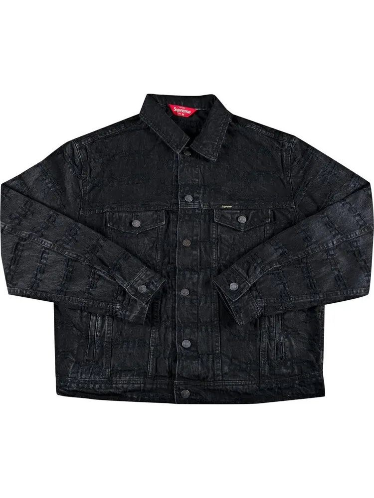 Куртка Supreme Frayed Logos Denim Trucker Jacket 'Black' — изображение 1 из 3, черный