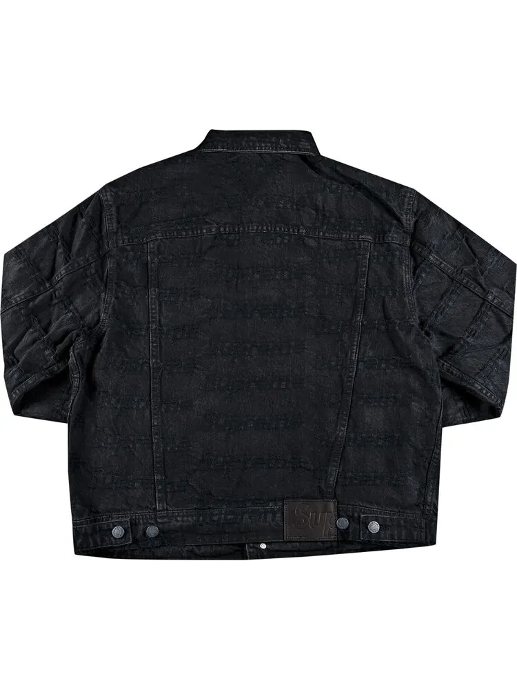 Куртка Supreme Frayed Logos Denim Trucker Jacket 'Black' — изображение 2 из 3, черный