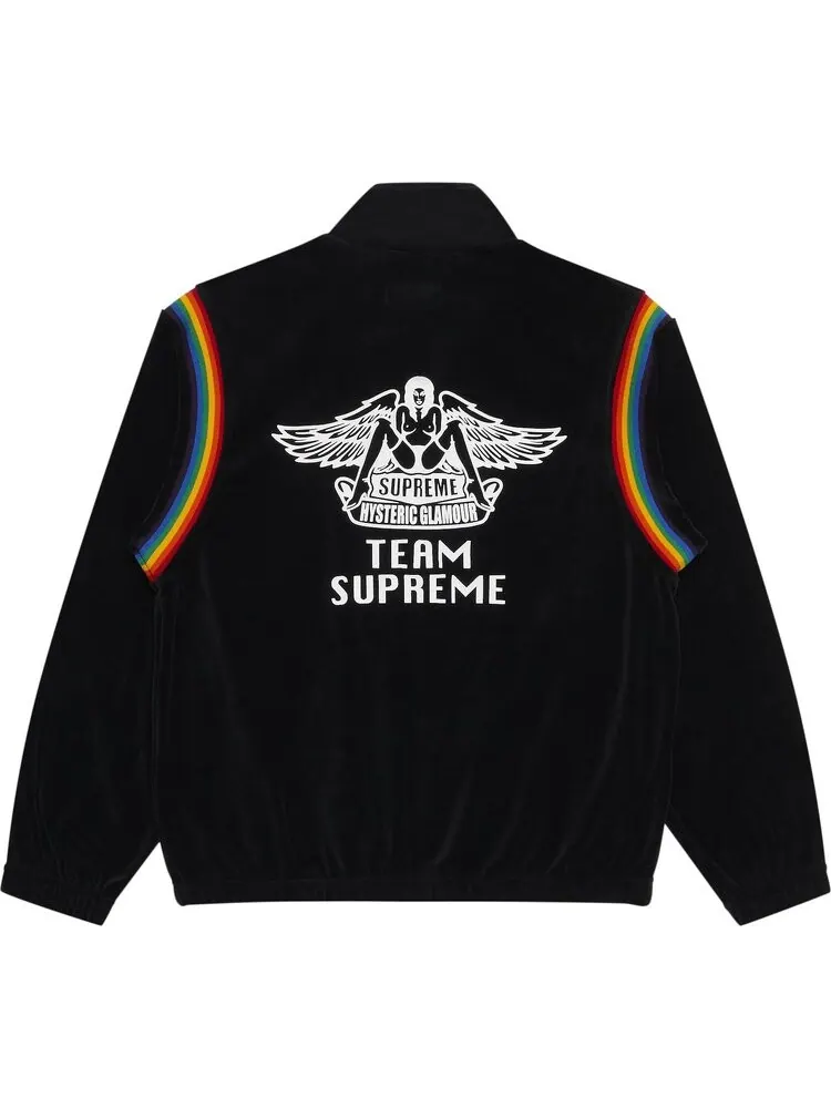Куртка Supreme x Hysteric Glamour Velour Track Jacket 'Black' — изображение 2 из 3, черный