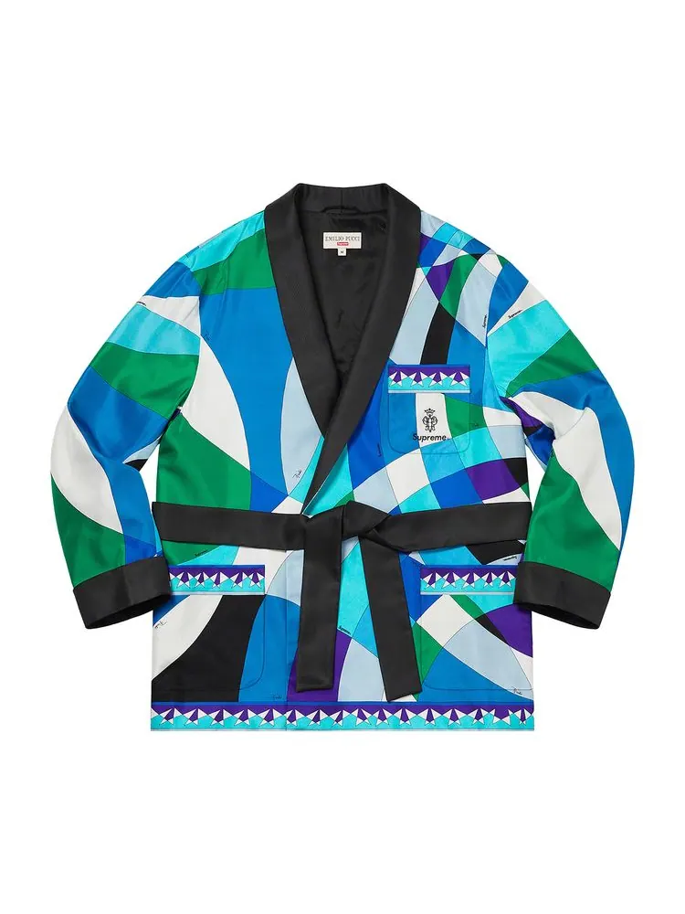 Куртка Supreme x Emilio Pucci Silk Smoking Jacket 'Blue' — изображение 1 из 2, синий