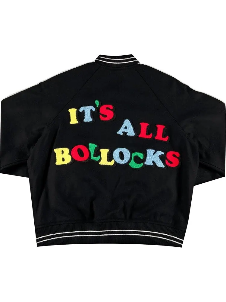 Куртка Supreme x Jamie Reid It's All Bollocks Varsity Jacket 'Black' — изображение 2 из 3, черный