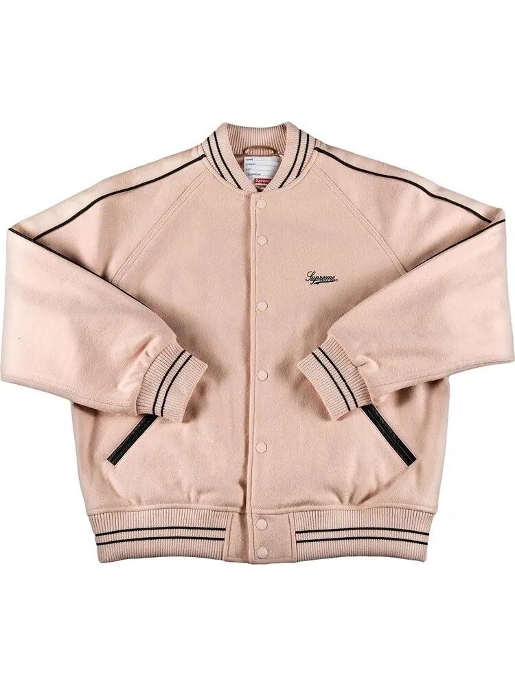 Куртка Supreme x Jamie Reid Its All Bollocks Varsity Jacket Dusty Pink — изображение 1 из 3, розовый