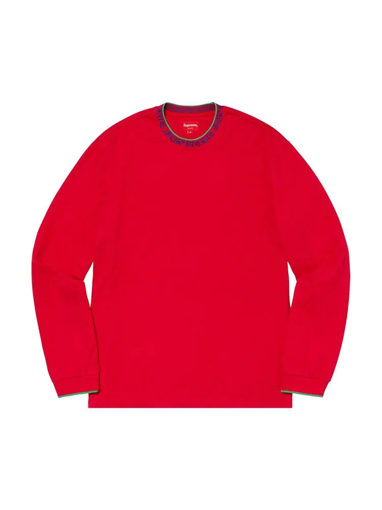 Топ Supreme Old English Collar Logo Long-Sleeve Top Red — изображение 1 из 1, красный