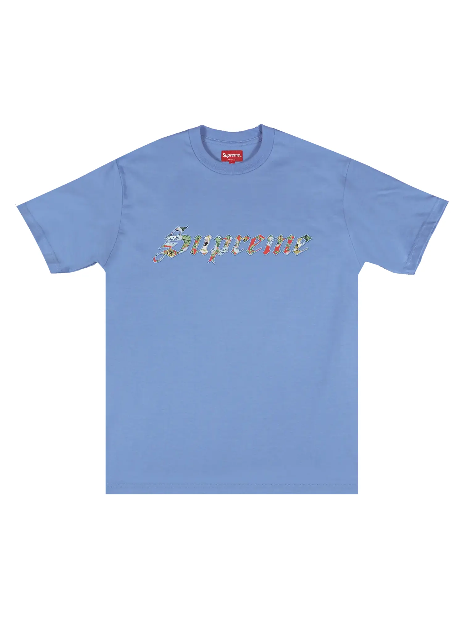 Топ с короткими рукавами и цветочной аппликацией Supreme — изображение 1 из 1, голубой