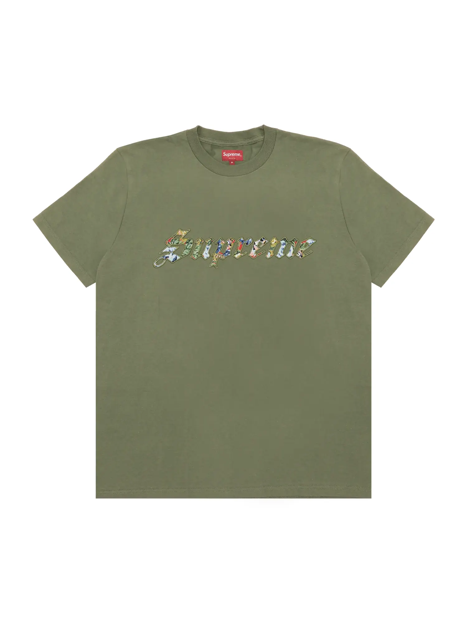 Топ с короткими рукавами Supreme с цветочной аппликацией — изображение 1 из 1, оливковый