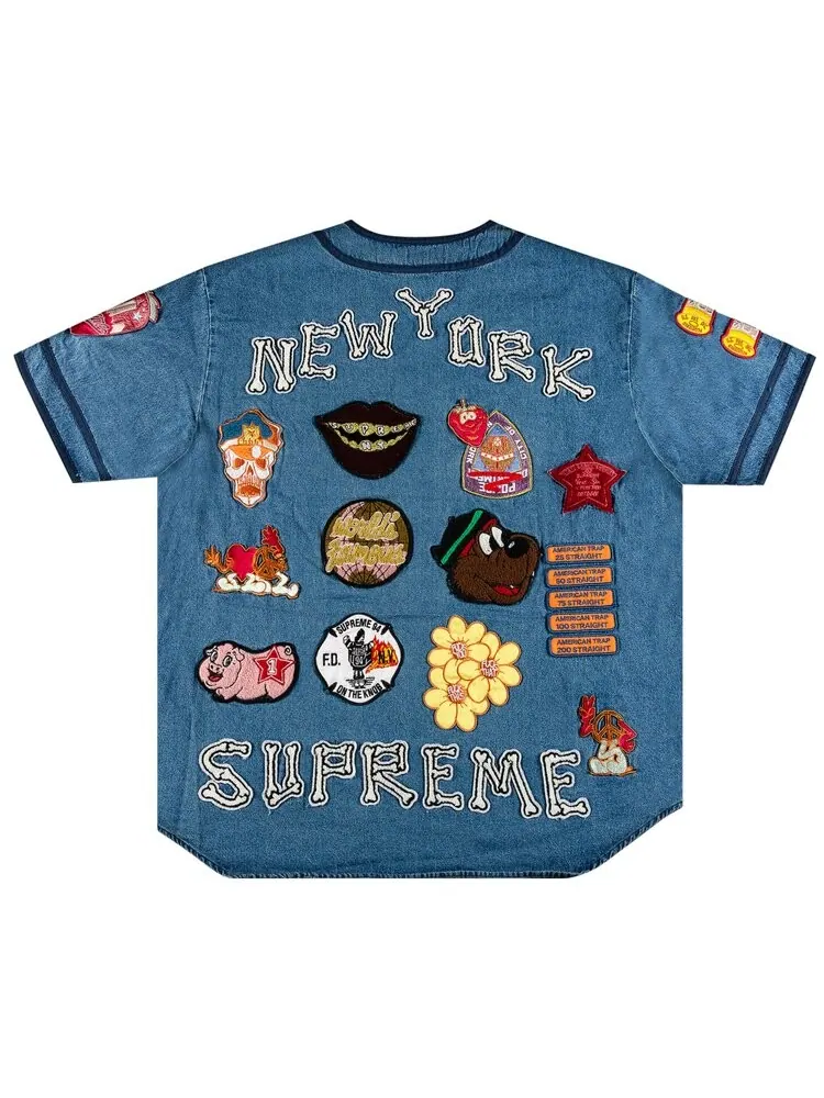 Джерси Supreme Patches Denim Baseball 'Denim' — изображение 2 из 3, синий
