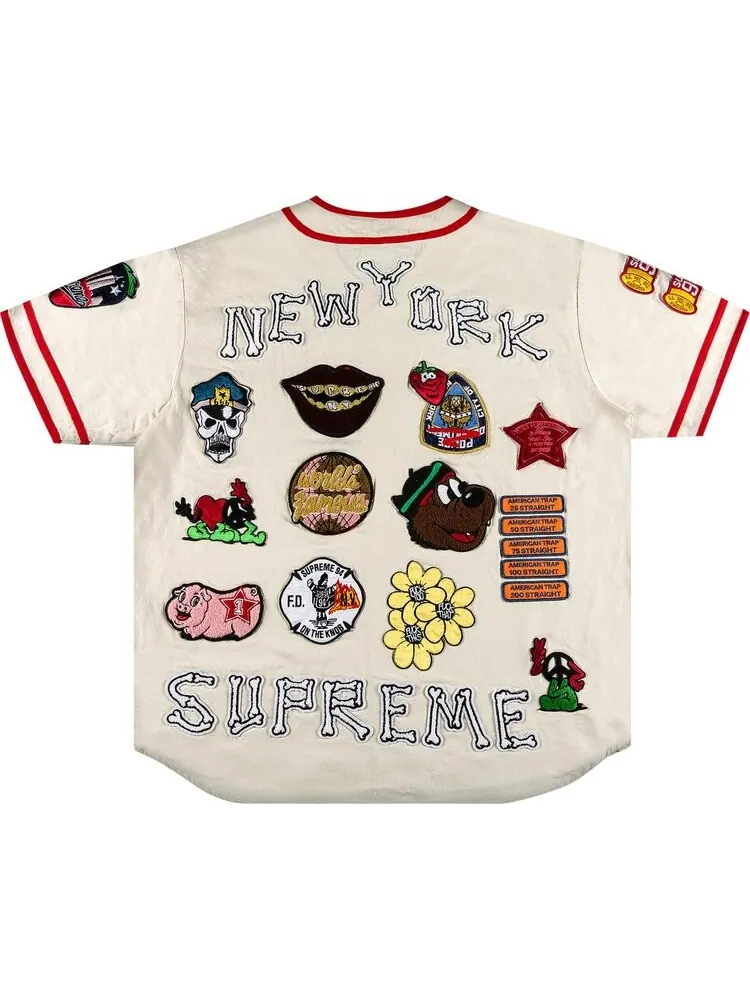 Футболка Supreme Patches Denim Baseball Jersey 'Natural' — изображение 2 из 3, загар