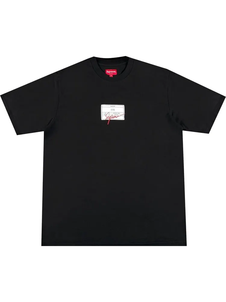 Футболка Supreme Signature Label Short-Sleeve Top 'Black' — изображение 1 из 2, черный