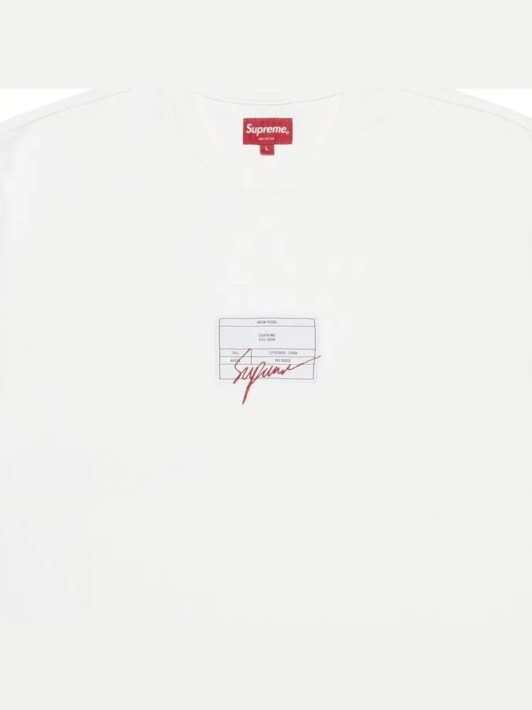 Футболка Supreme Signature Label Short-Sleeve Top 'White' — изображение 3 из 3, белый