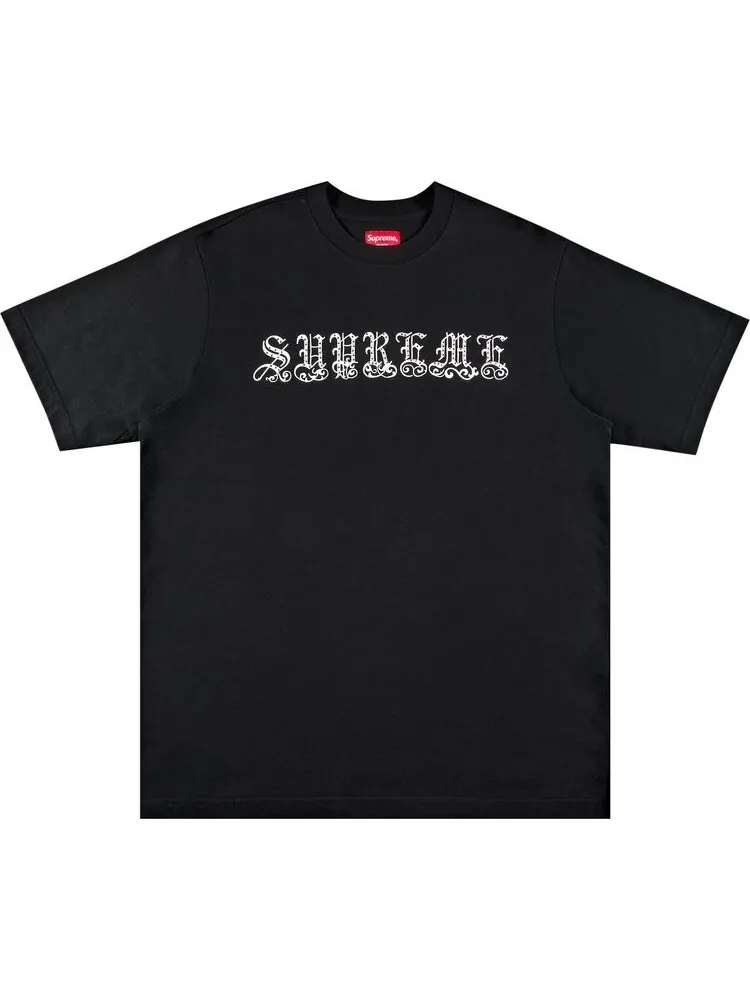 Футболка Supreme Old English Rhinestone Short-Sleeve Top 'Black' — изображение 1 из 2, черный
