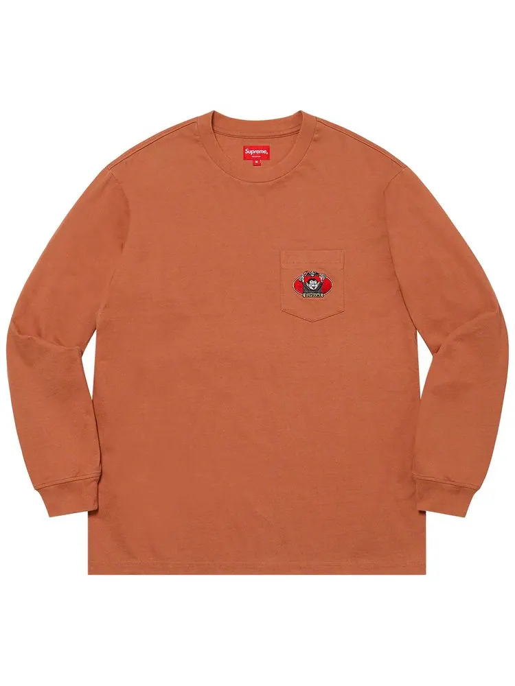 Футболка Supreme Vampire Boy Long-Sleeve Pocket Tee 'Rust' — изображение 1 из 1, красный