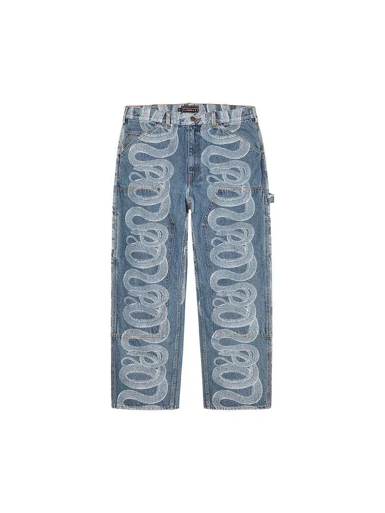 Брюки Supreme x Hysteric Glamour Snake Double Knee Painter Pant — изображение 1 из 2, синий