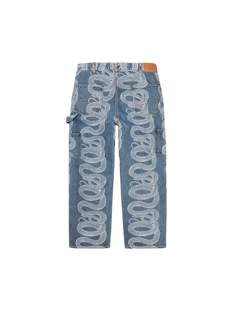 Брюки Supreme x Hysteric Glamour Snake Double Knee Painter Pant — изображение 2 из 2, синий