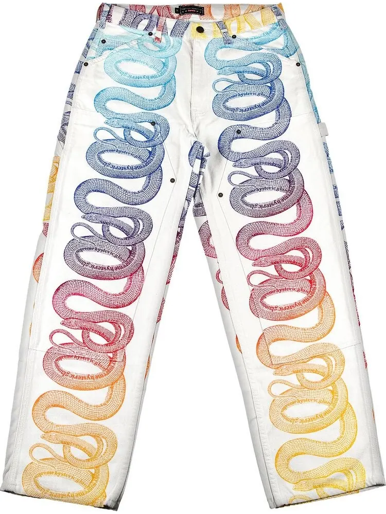 Брюки Supreme x Hysteric Glamour Snake Double Knee Painter Pant 'White' — изображение 1 из 3, белый
