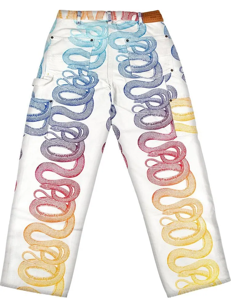 Брюки Supreme x Hysteric Glamour Snake Double Knee Painter Pant 'White' — изображение 2 из 3, белый