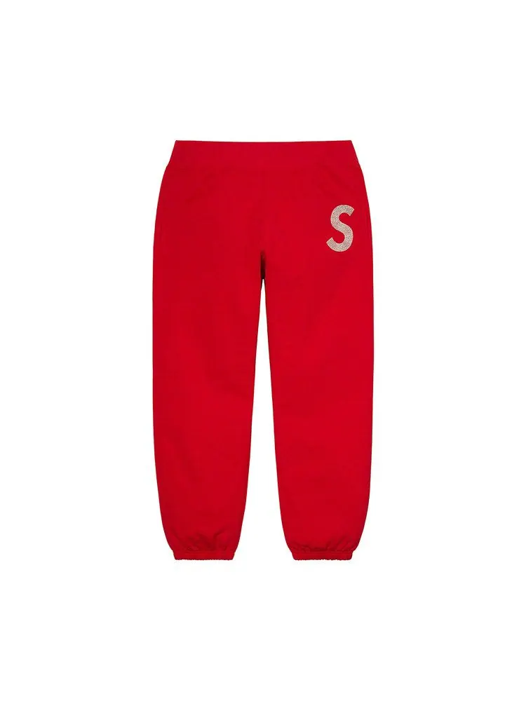 Спортивные брюки Supreme x Swarovski S Logo Sweatpant — изображение 1 из 2, красный