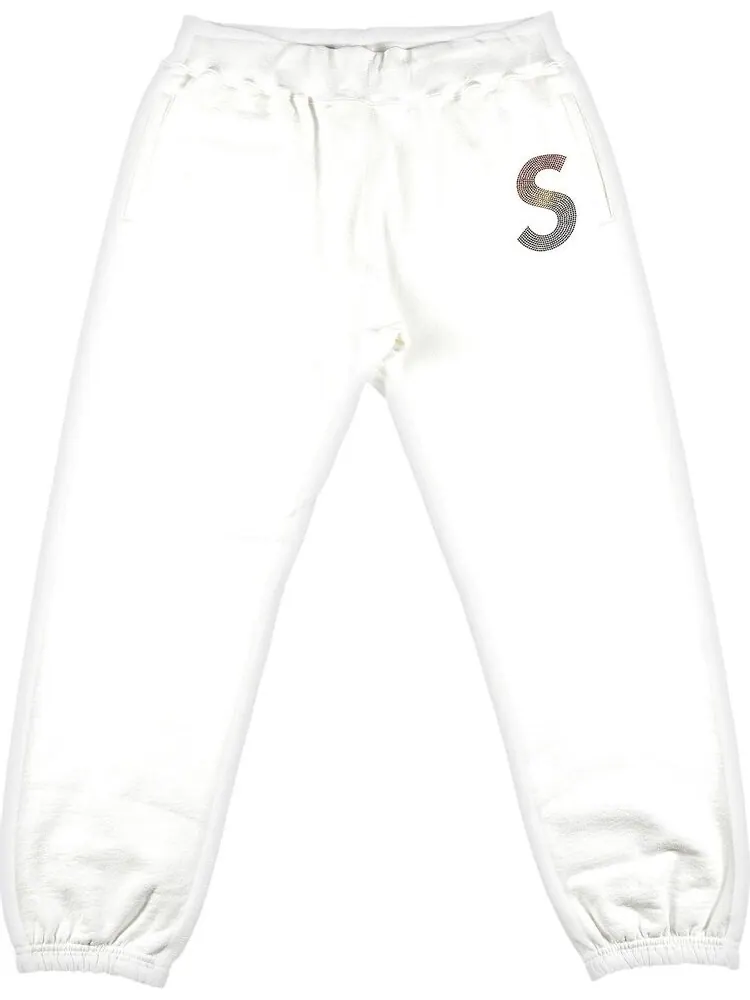 Спортивные брюки Supreme x Swarovski S Logo Sweatpant 'White' — изображение 1 из 3, белый