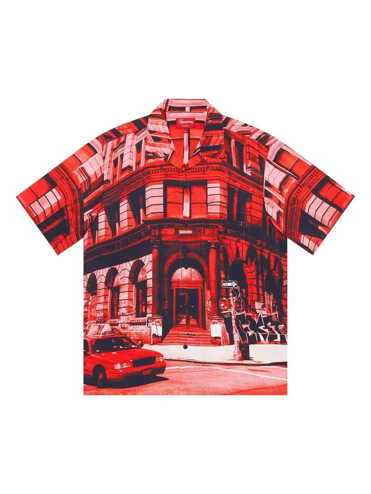 Рубашка Supreme 190 Bowery Rayon Short-Sleeve Shirt Red — изображение 1 из 1, красный