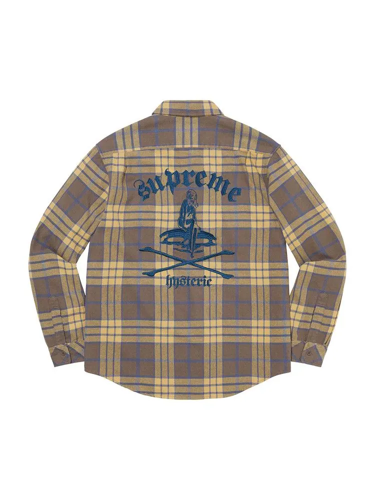 Рубашка Supreme x Hysteric Glamour Plaid Flannel Shirt — изображение 2 из 2, коричневый