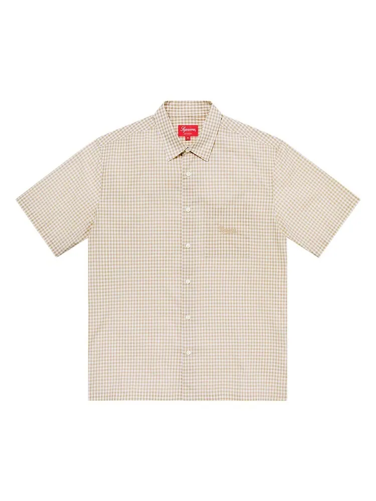 Рубашка Supreme Gingham Short-Sleeve Shirt — изображение 1 из 1, бежевый