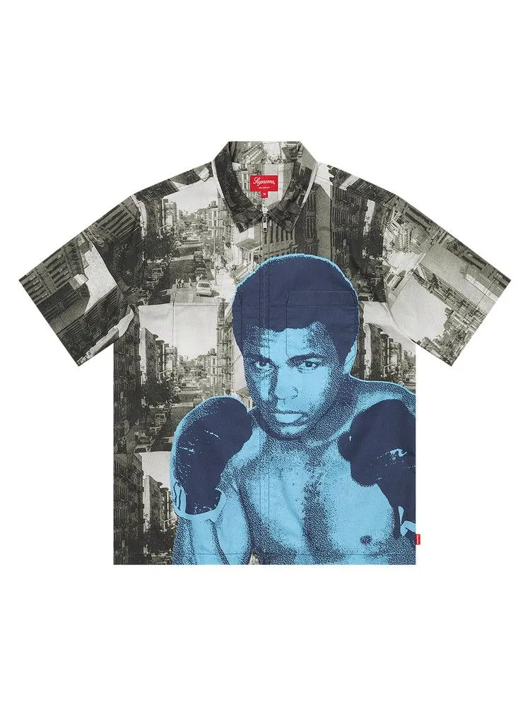 Рубашка Supreme Muhammad Ali Zip Up Short-Sleeve Shirt — изображение 1 из 1, черный