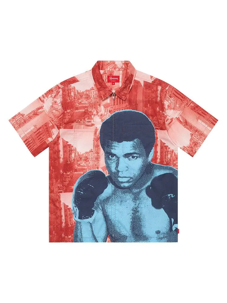 Рубашка Supreme Muhammad Ali Zip Up Short-Sleeve Shirt — изображение 1 из 1, красный