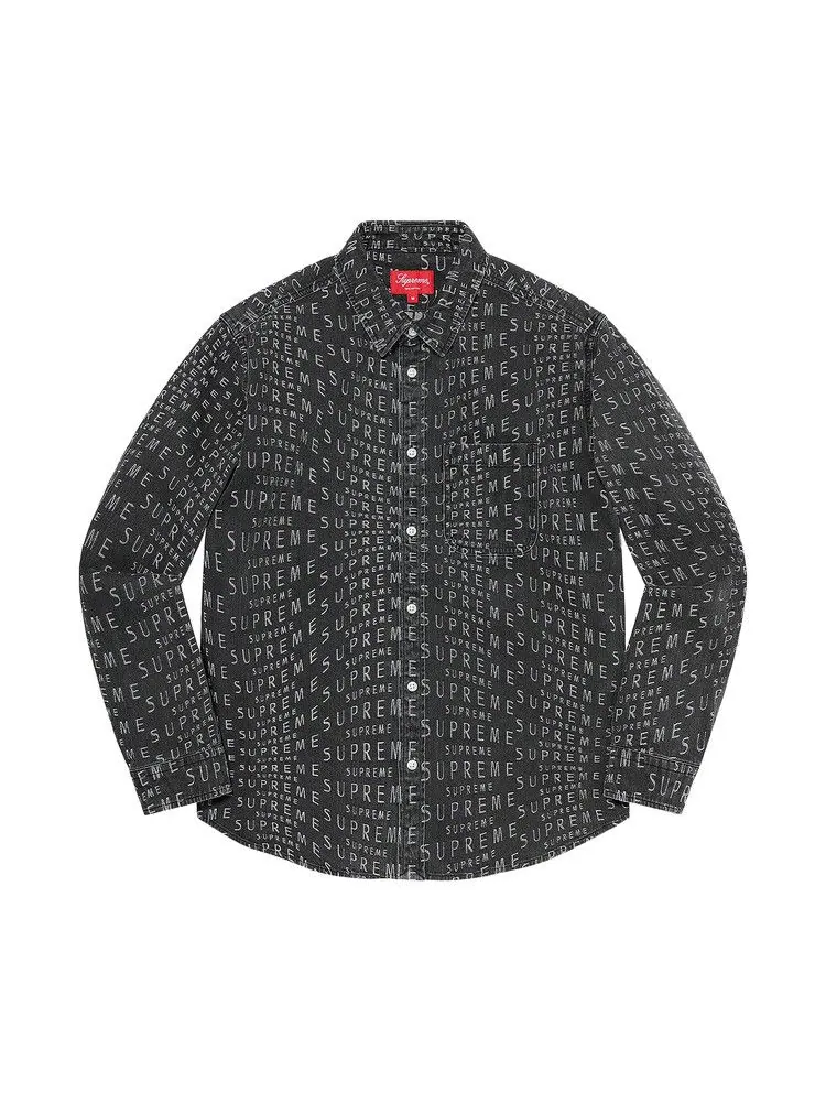 Рубашка Supreme Wrap Jacquard Logos Denim Shirt — изображение 1 из 1, черный