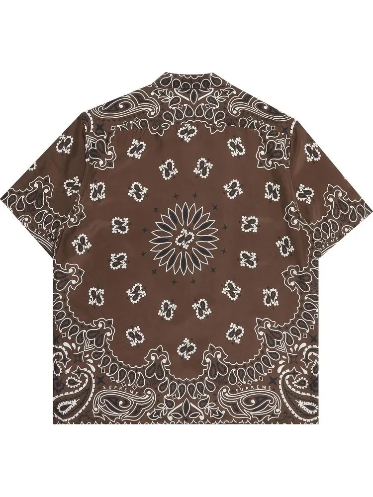 Рубашка Supreme Bandana Silk Short-Sleeve Shirt 'Brown' — изображение 2 из 3, коричневый