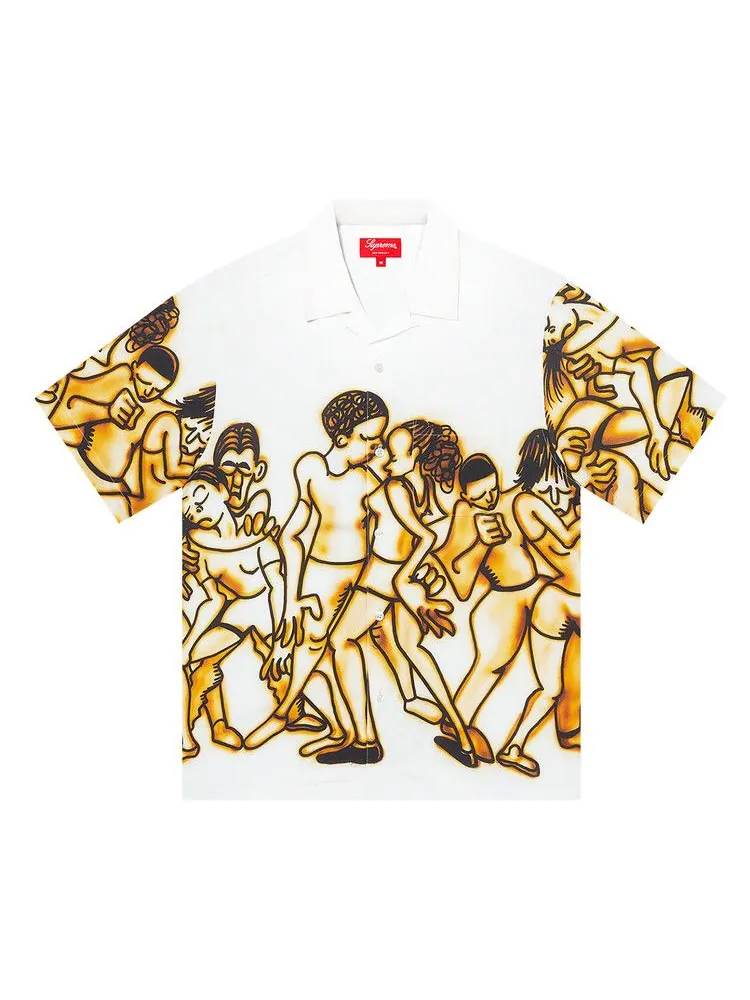 Рубашка Supreme Dancing Rayon Short-Sleeve Shirt — изображение 1 из 2, белый