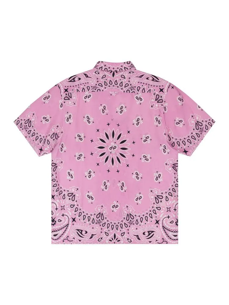 Рубашка Supreme Bandana Silk Short-Sleeve Shirt — изображение 2 из 2, розовый