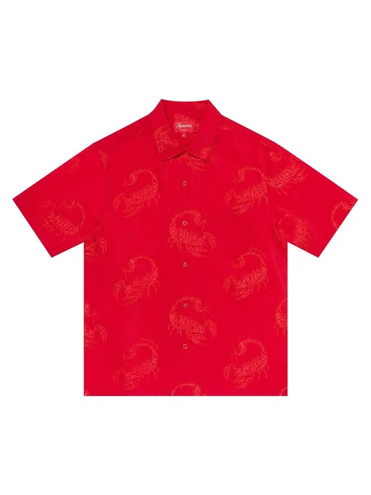 Рубашка Supreme Scorpion Jaquard Short-Sleeve Shirt Red — изображение 1 из 1, красный