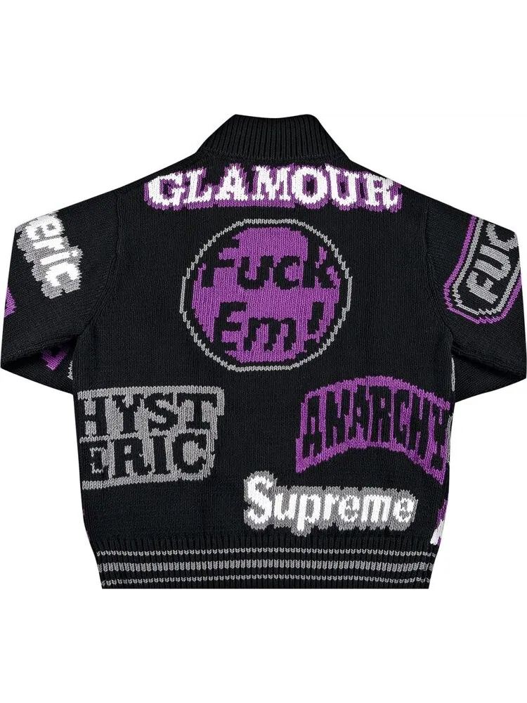 Свитер Supreme x Hysteric Glamour Logos Zip Up Sweater 'Black' — изображение 2 из 3, черный